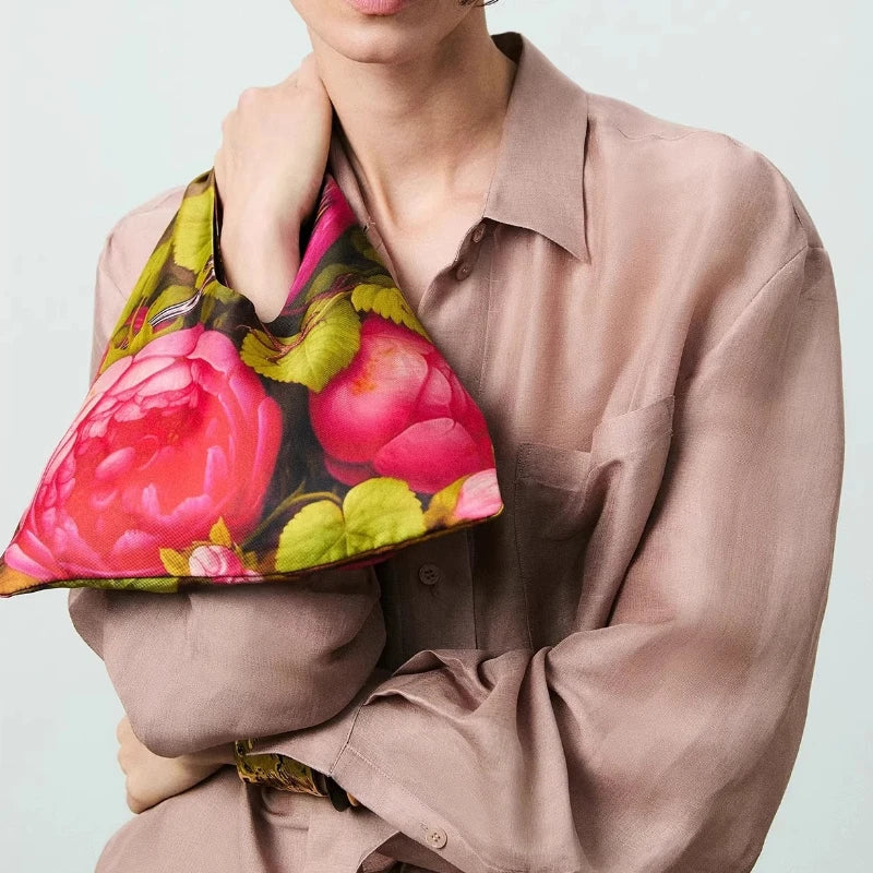 Cyflymder  Y2k Aesthetic Harajuku Women Mini Top-Handle Bags Fashion Fairy Flower Print Purses and Handbags Luxury Design Elegant Clutches