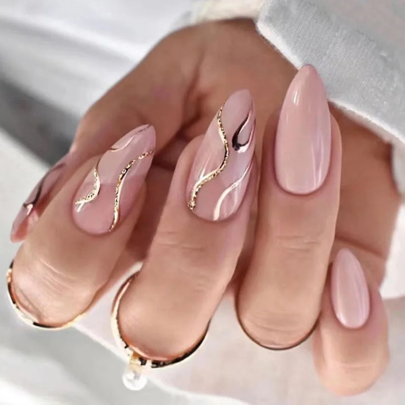 Cyflymder  24Pcs Fake Nails Supplies For Professionals False ABS Press On With Design Long French Tips Black Reusable Nails Coffin