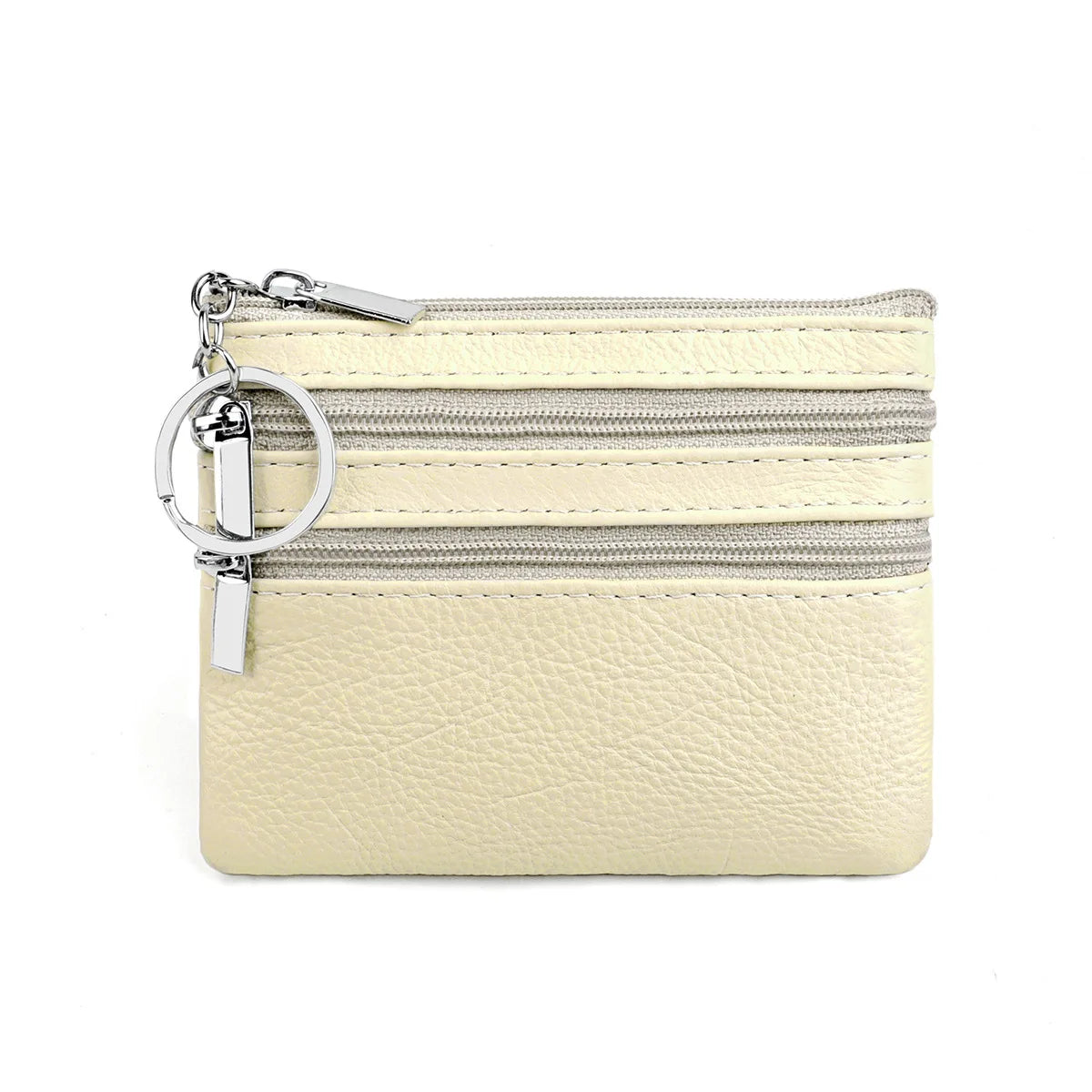 Cyflymder  Fashion Women Genuine Leather Coin Purse Small Zipper Card Holder Mini Pouch Change Wallet with Keychain