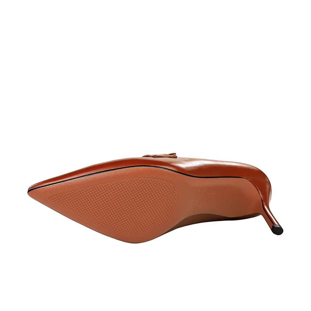 Cyflymder Shoes Retro Pointed Toe Women Pumps Leather Shoes High Heels Versatile Stilettos Elegant Women Heels Ladies Shoes 2025