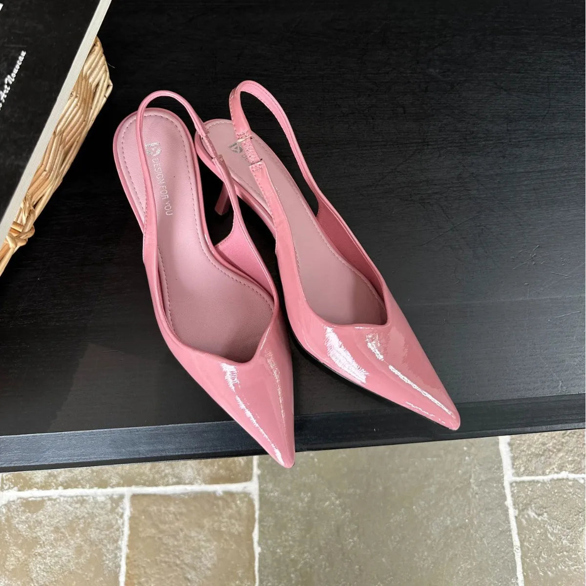 Cyflymder  Beige Heeled Sandals Spring Shoes 2025 Women's Black Open High New Girls Low Cat Pointed Retro Comfort Summer Fabric Scandals Ru