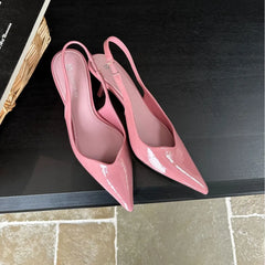 Cyflymder  Beige Heeled Sandals Spring Shoes 2025 Women's Black Open High New Girls Low Cat Pointed Retro Comfort Summer Fabric Scandals Ru