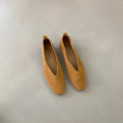 Cyflymder  square toe yellow flats women V open shallow mouth ballerina shoes ladies slip on loafers lazy single shoes big size 36-42