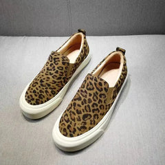 Cyflymder   Leopard Print Slip on Women's Canvas Shoes Summer Casual High on Platform Ladies Footwear New Fashion Vulcanized Shoe Sale