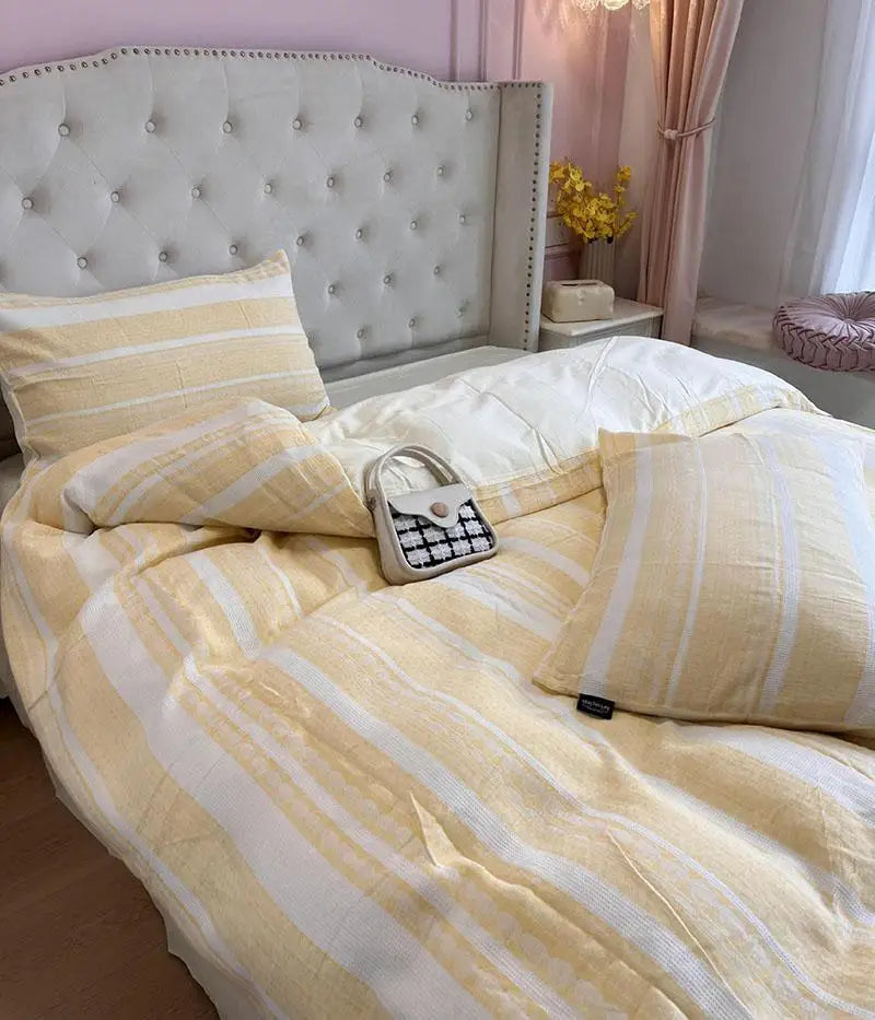 Cyflymder  Class A 60S Pure Cotton Bedding Sets Jacquard Cotton Skin Friendly Comforter Set Girl Style Duvet Cover Set for Queen King Size
