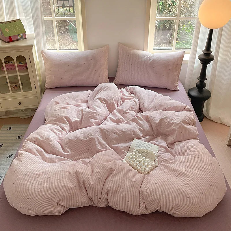 Cyflymder  Grade-A Double-Layer Yarn Pure Cotton Bedding Set Single Double High-Quality Bedsheet Kit Skin Friendly Ultra Soft Quilt Set