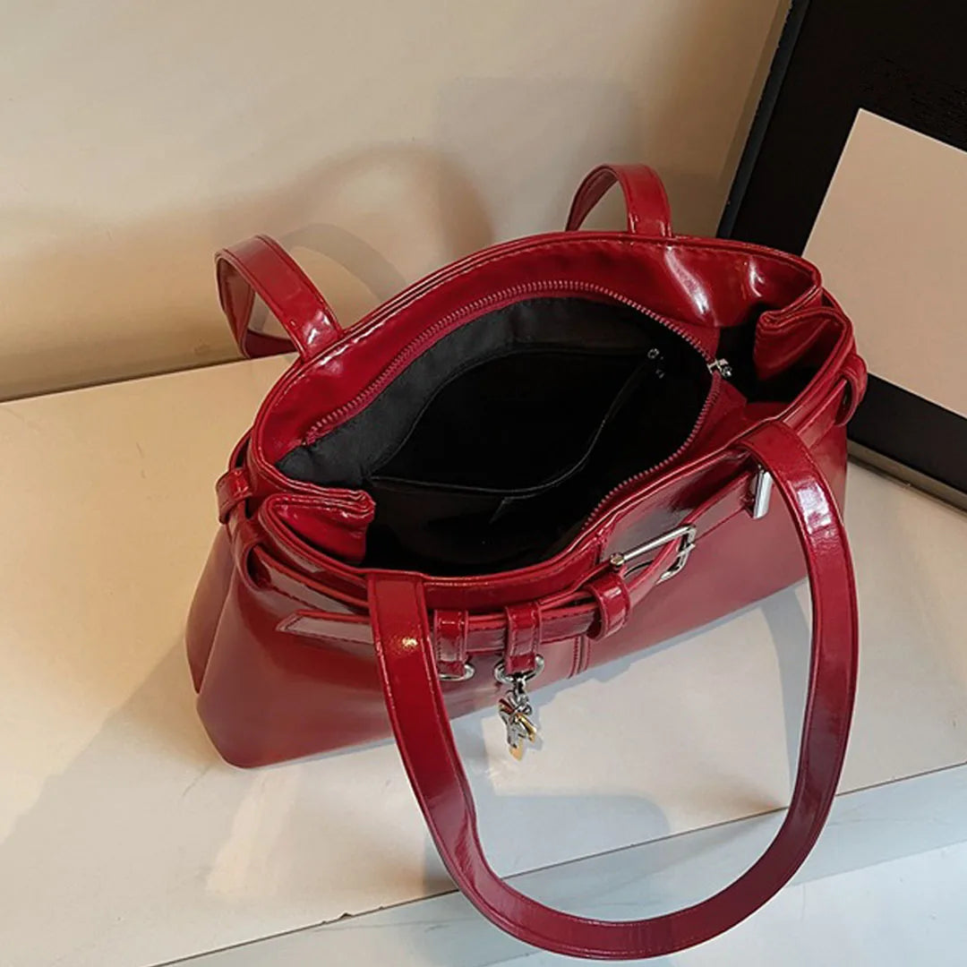Cyflymder  Retro belt buckle motorcycle armpit shoulder bag 2025 new large capacity fashionable temperament women's commuting tote bag tren