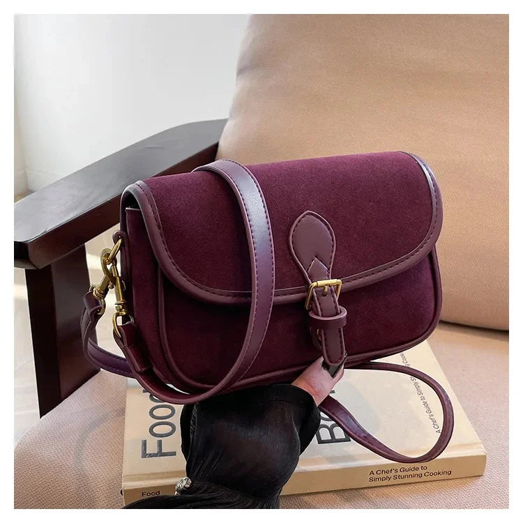 Cyflymder  New Ladies Vintage Saddle Bag Simple Commuter Crossbody Bag Soft Texture Bean Curd Square Bag Elegant Versatile Shoulder Bag