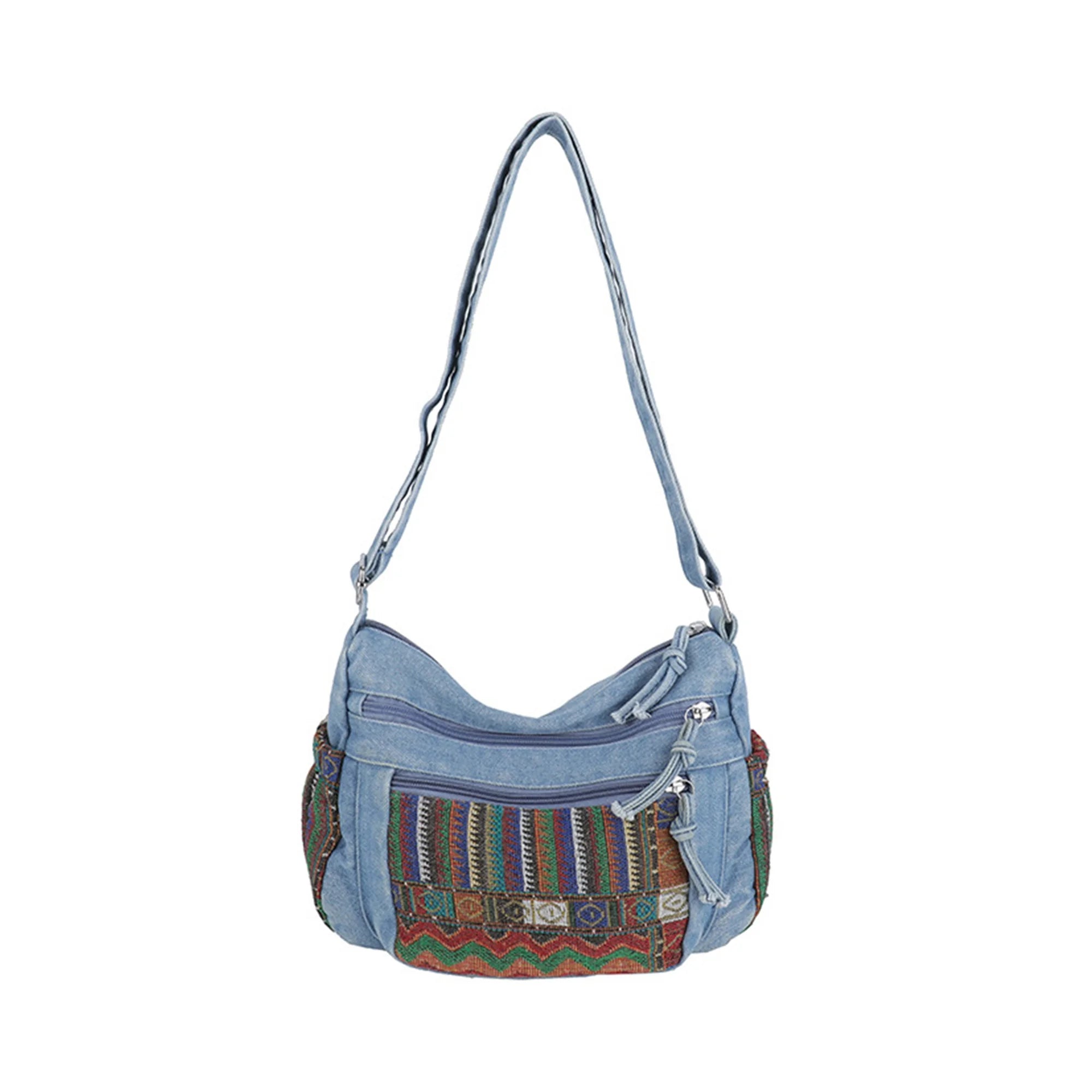 Cyflymder  Stylish Ethnic Print Tote Bag with Adjustable Strap for Women Casual Shoulder Handbag with Unique Pattern for Girls