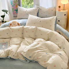 Cyflymder  Idyllic small fresh thickened milk fleece four-piece coral fleece winter warm student four-piece set