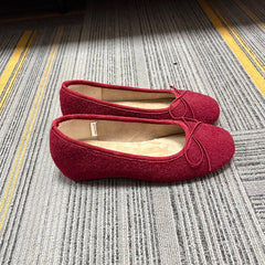 Cyflymder  Winter Female Round Toe Ladies Flat With Plush Shoes  New Autumn Butterfly-Knot Fashion Fur Flats Slip On Shoes For Women Ballet