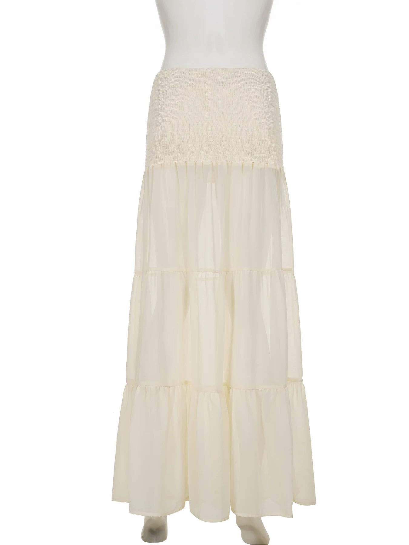 Cyflymder  Holiday Solid Lace Skirts See Through Casual Slim Mid-Waisted Maxi Skirts Women 2025 Summer Fashion Streetwear Ladies