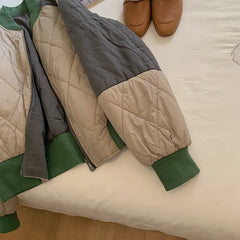 Cyflymder  Casual Oversize Nylon Puffer Jaet Men's Women's Rhombus Patterned Winter Coat Youth Faion Thiened Polyester Fiber