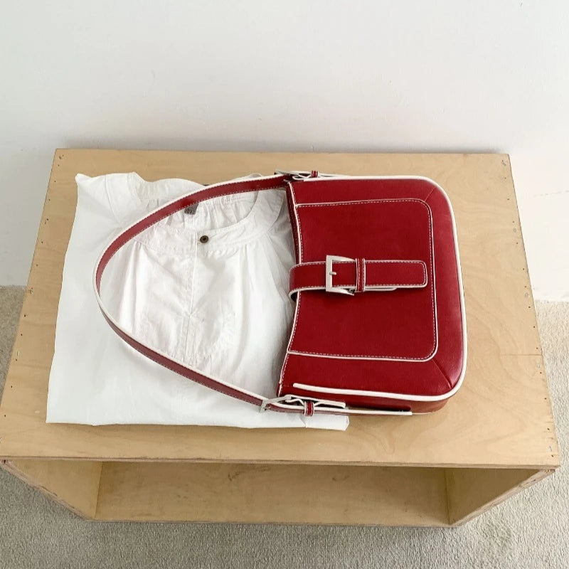 Cyflymder  Trendy Fashion Simple Vintage Mini Square Bags Korean Office Lady All Match Underarm Bag Women Y2k Aesthetic Shoulder Handbags