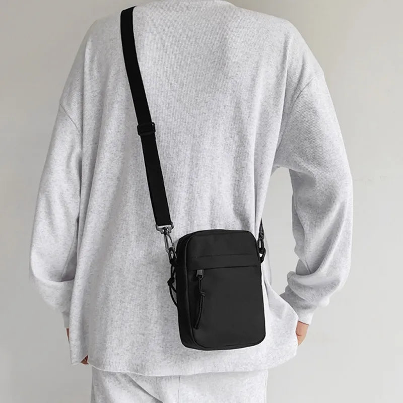 Cyflymder Messenger Sling Bags For Men Casual Canvas Small Zipper Crossbody Pouch Simple Small Crossbody Shoulder Bag Men Bag