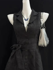 Cyflymder  Summer New Black Dress Waist Spice Girl Style Skirt