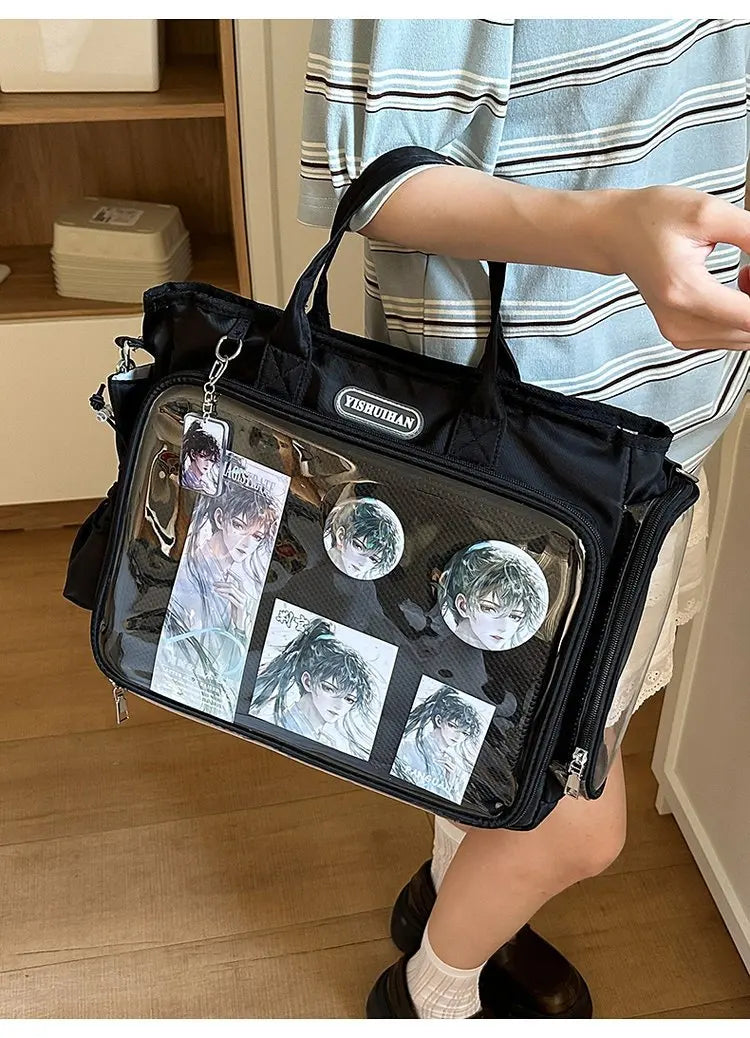Cyflymder  Vintage Y2k Aesthetic Simple Shoulder Crossbody Bags All Match Trendy Transparent Ita Bag Ins Casual Backpack for Women Students