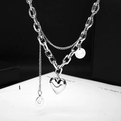 Cyflymder  New Love Necklace For Women Hip Hop Streetwear Light Luxury Choker Colorproof Layered Chain Gift