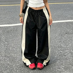 Cyflymder  Women Low Waist Casual Cargo Pants Vintage Wide Leg Trousers Fashion Streetwear Baggy Pants Hip Hop Joggers Clothes