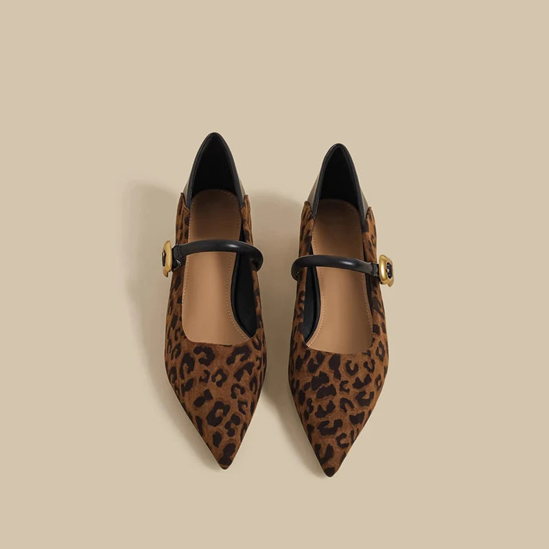 Cyflymder  Street Style Leopard Women Mary Jane Shoes Ladies Concise Pointed Toe Pumps Spring Autumn Women's Commuting Shoes