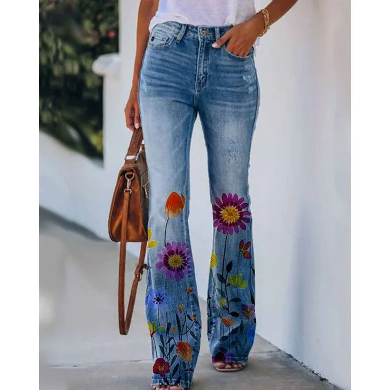 Cyflymder  New Arrival European American Plus Size Women Casual Pants Floral Print Thin Long Trousers Fashion Comfortable Loose Fit Summer