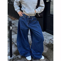 Cyflymder  Women Blue Gothic Y2k Baggy Emo Jeans Harajuku Vintage Denim Trousers Aesthetic 2000s Style Oversize Boyfriend Jeans Pants 2025