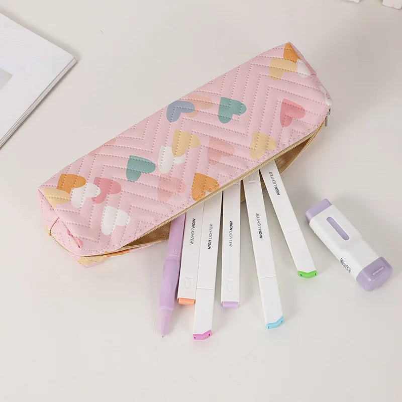 Cyflymder  1 Piece Small Cute Design Pencil Pouch for Student Sweet Heart Pencil Case Small Portable Pen Eraser Storage Bag School Supplies