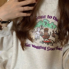 Cyflymder  American Fashionable Printed Sweatshirts Women's Clothing Casual O-Neck Autumn Winter New Fleece Loose Basic Long Sleeve Hoodies