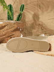 Cyflymder  Women's Round-Toe Classic Flat Cap-Toe Slip ons Simple Espadrilles Leather Loafers