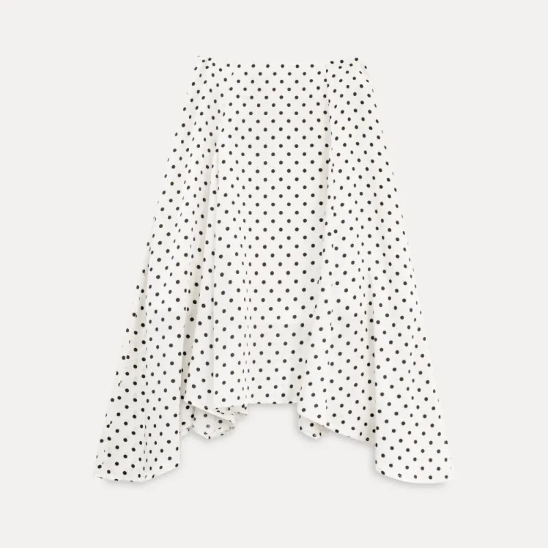 Cyflymder  Irregular Vintage Korean Polka Dot Skirts Spring Summer A-Line Basic Female Clothing High Waist Fashionable Folds Knee Skirts