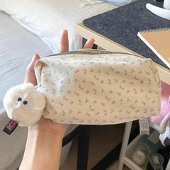 Cyflymder INS Floral Pen Bag Student Cartoon Cute Stationery Bag Large Capacity Pencil Case Multifunctional Stationery Organizer Pen Box