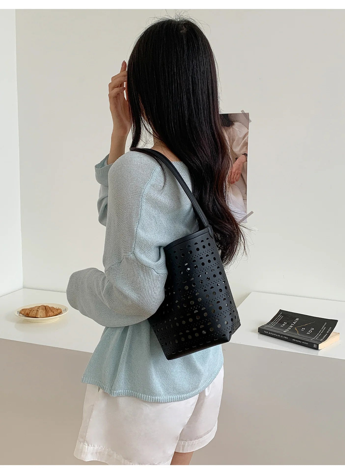 Cyflymder  Hollow Bucket bag for women handbag small Famous Brands PU leather female shoulder bag Ladies Totes Bag bolsa feminina