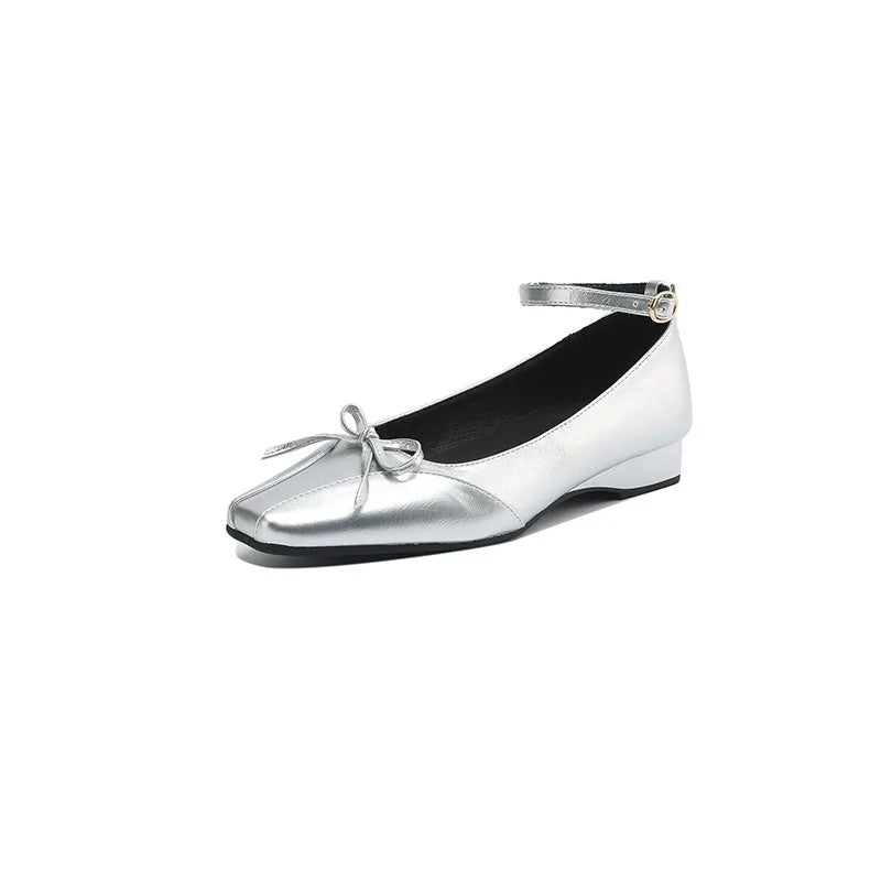 Cyflymder  Shoes Woman 2025 Bow-Knot Female Footwear Square Toe Autumn Casual Sneaker Shallow Mouth Low Heels New Butterfly Dress Big Size