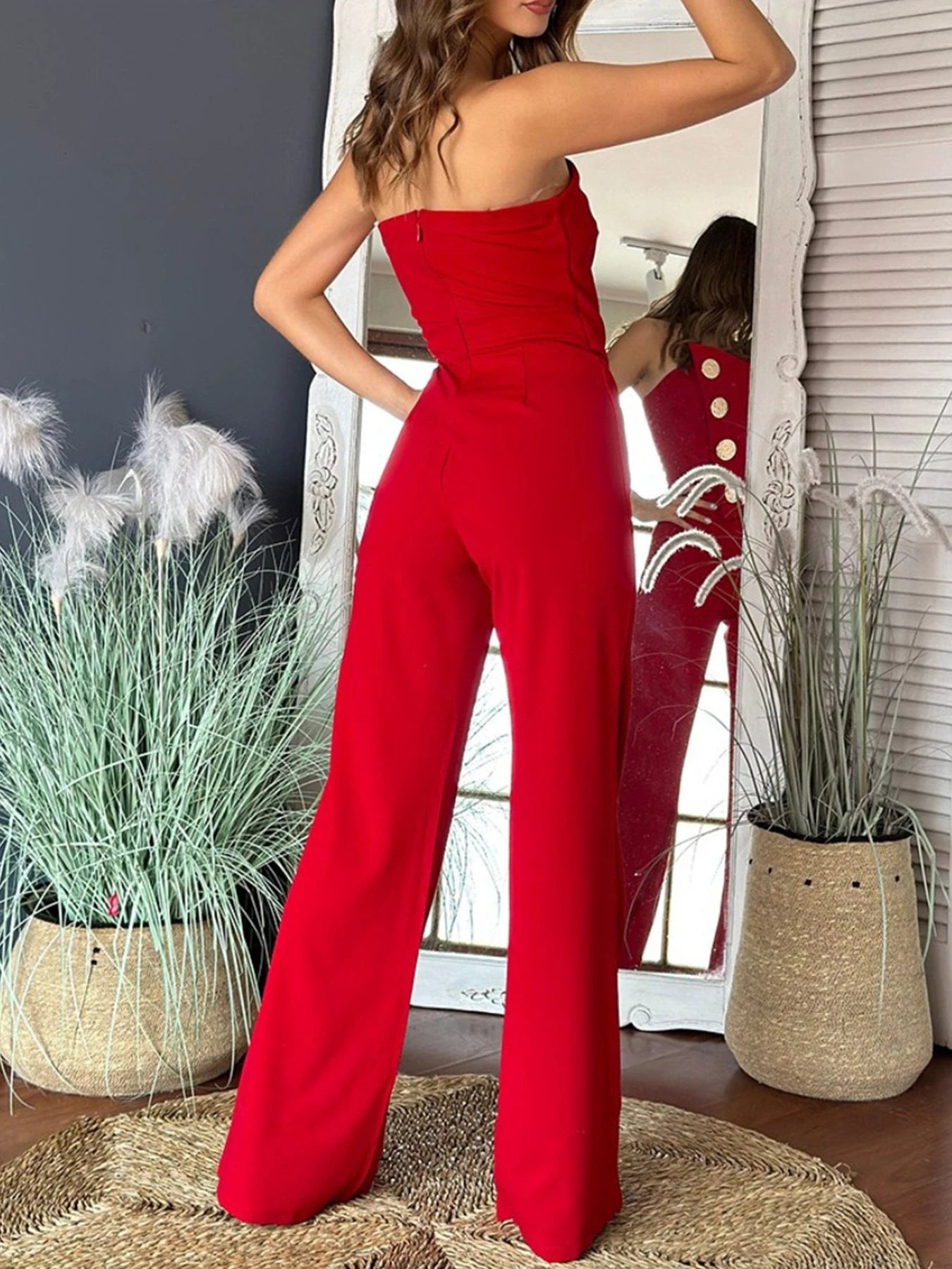 Cyflymder  New Women's Front Button Slim Fit Wide Leg Jumpsuit, Comfortable Fit, Fashionable and Casual Versatile Jumpsuit, Suitable F