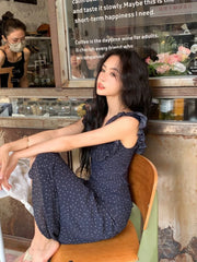 Cyflymder  Sweet Hot Girl Pure Sexy Ruffled Short-sleeved Dress Women's Summer Backless Polka Dot Mid-length Dress Fashion Female Clothes