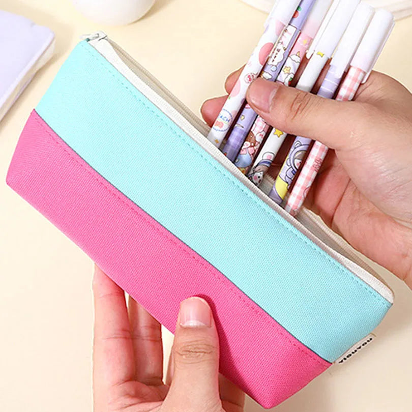 Cyflymder  Simple Pencil Case School Supplies Pencil Pouch Stitching Color Pen Case Back To School Estuche Escolar Stationery Pencil Cases