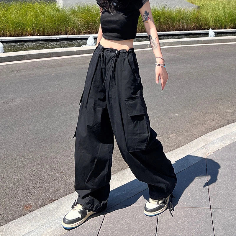 Cyflymder  Y2K Cargo Pants Women Oversized Wide Leg Sweatpants Streetwear High Waist Baggy Joggers Harajuku Hip Hop Casual Sports Trousers