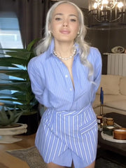 Cyflymder  Two Piece Set Women Wholesale of Fresh Fitted Striped Shirt Apron Cross Border Clothing Stock Summer 2025 Fancy Club