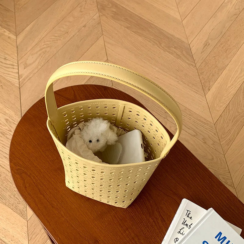 Cyflymder  Hollow Bucket bag for women handbag small Famous Brands PU leather female shoulder bag Ladies Totes Bag bolsa feminina