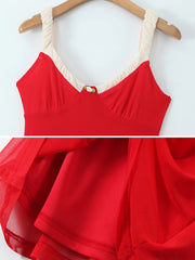 Cyflymder  V Neck Spaghetti Strap Red Party Women's Dress Flower Decor Elegant Sleeveless Bodycon Maxi Vestidos Beach Casual Long Robe