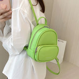 Cyflymder Light Green Pu Fabric Women's Backpack Korean Fashion Mini Backpack Multifunctional Shoulder Bag Ladies Small Phone Bag