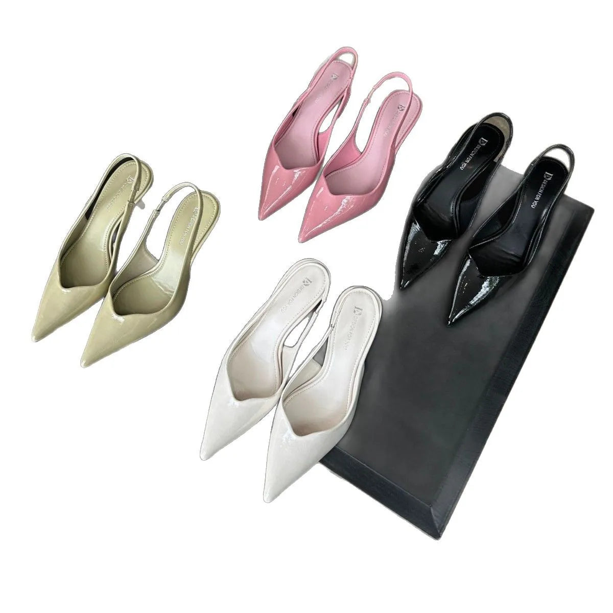 Cyflymder  Beige Heeled Sandals Spring Shoes 2025 Women's Black Open High New Girls Low Cat Pointed Retro Comfort Summer Fabric Scandals Ru