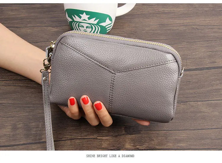 Cyflymder  Fashion Cowhide Women Long Clutch bags Genuine Leather Lady Coin Purse Female Zipper Wristlet Wallet Mobile phone bag billfold