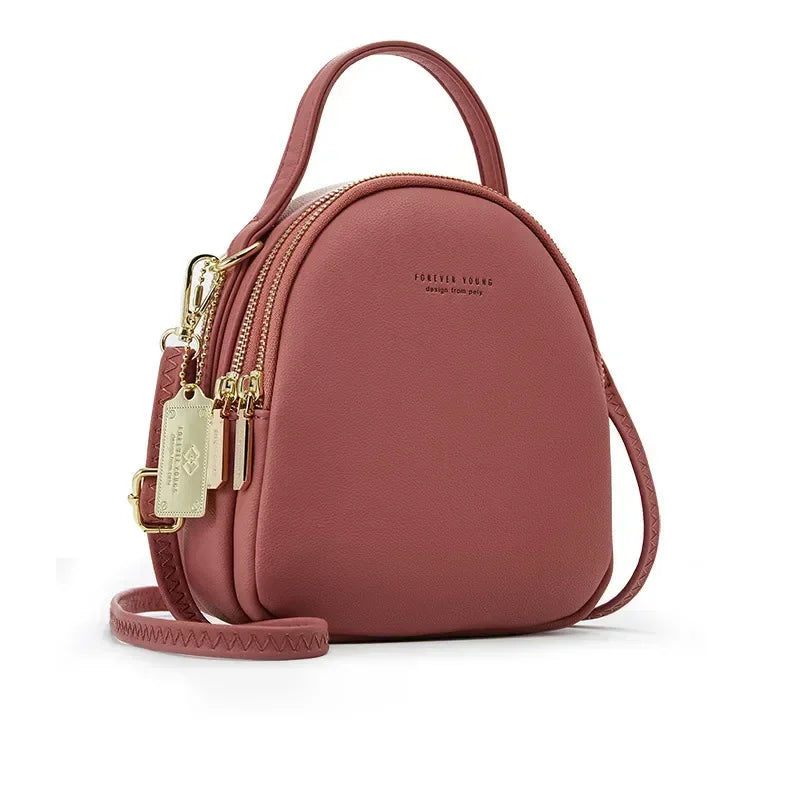 Cyflymder  Women's 3-Layer Soft Leather Backpack - Convertible Crossbody/Shoulder Bag, Compact Yet Spacious Stylish Design