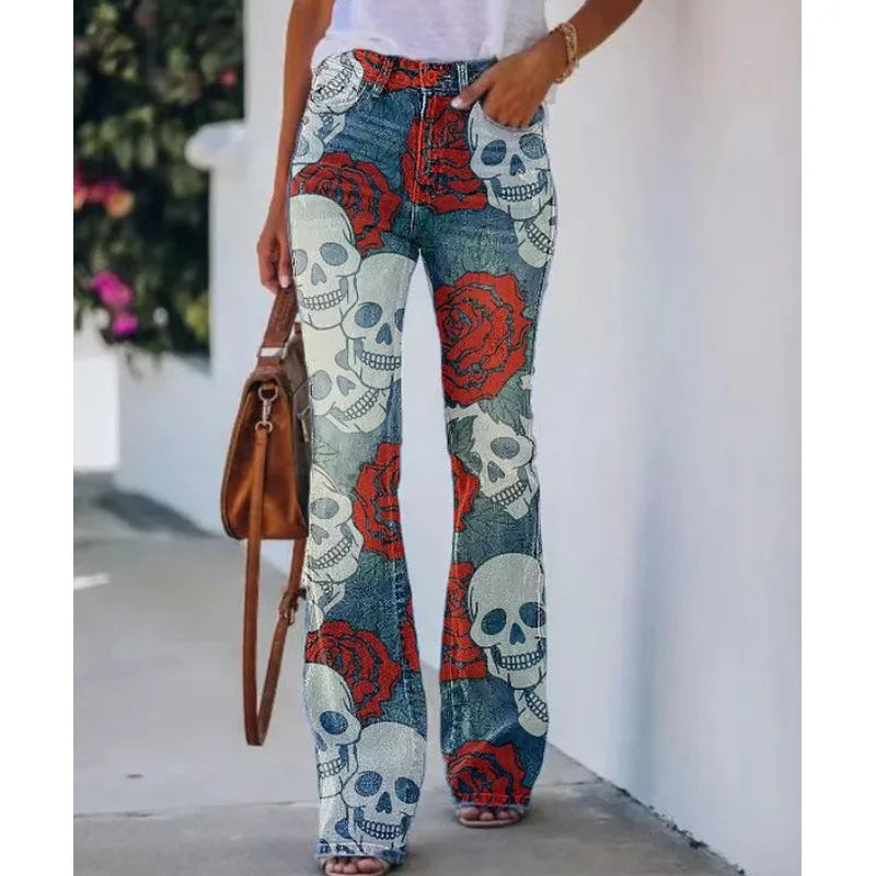 Cyflymder  New Arrival European American Plus Size Women Casual Pants Floral Print Thin Long Trousers Fashion Comfortable Loose Fit Summer