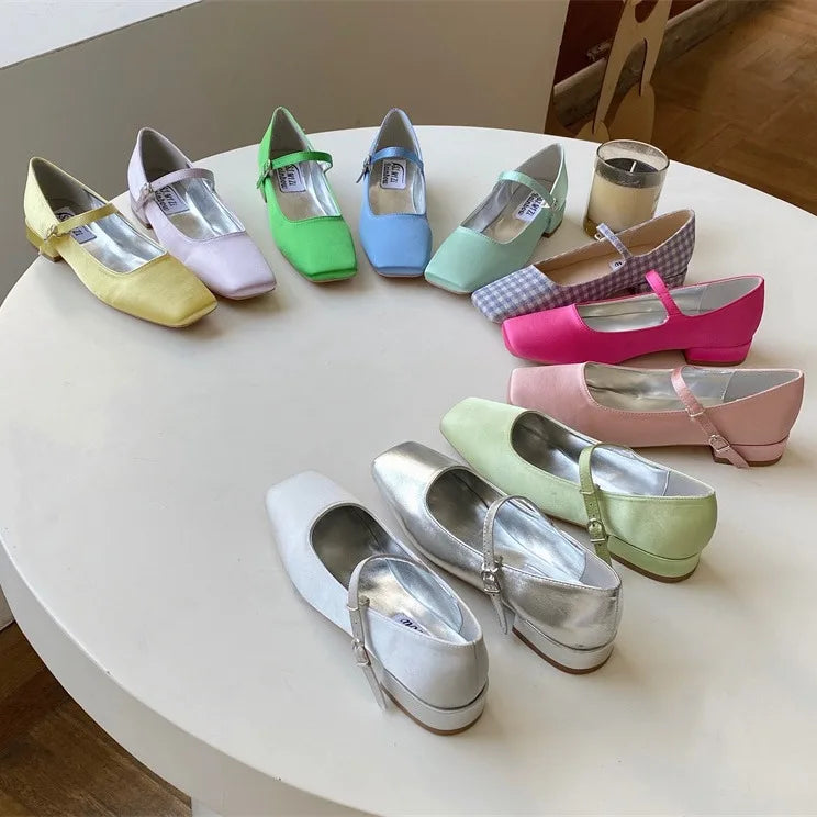 Cyflymder  Shoes Women's Heels Riband Casual Female Sneakers Modis Square Toe Oxfords Flats On Heels Low Comfortable 2025 Grandma Retro Lea