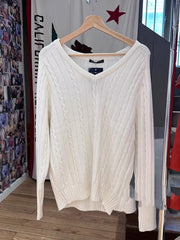 Cyflymder  Women V-neck Knitted Sweater Casual Autumn Winter Cotton Warm Loose Twisted Flower Pullover Tops Harajuku Solid Vintage Jumper