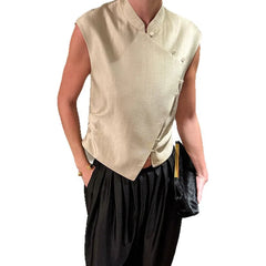 Cyflymder  New Fashion Casual Temperament Sleeveless Top Women's Commuting Versatile Solid Color Vest