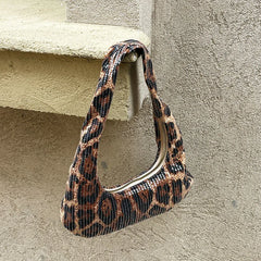 Cyflymder   Sequin Leopard Print Evening Clutch for Women Stylish Underarm Hobo Bag Lady Shoulder Handbags for Parties and Casual Outings