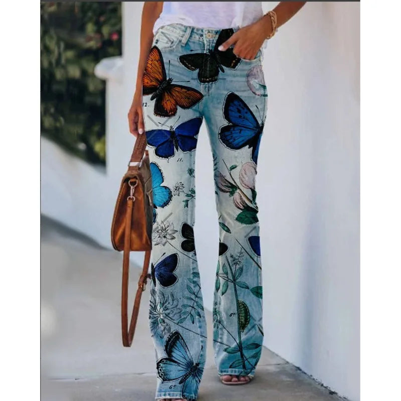 Cyflymder  New Arrival European American Plus Size Women Casual Pants Floral Print Thin Long Trousers Fashion Comfortable Loose Fit Summer
